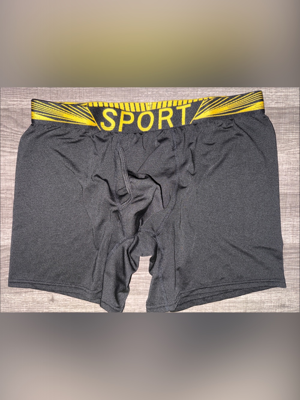Men's Black Boxer Briefs with Yellow SPORT Waistband
